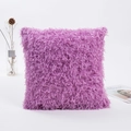 Cojín decorativo morado de felpa cuadrada con textura suave de plumas para hogar - Púrpura Romántico