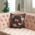 Christmas Joy red and green plaid pillow case with festive bird and wreath patterns - 45x45cm (With 500g Core) / Joy Wreath Pattern (4)