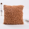 Funda de cojín cuadrada de piel sintética marrón con textura suave de efecto pluma - Marrón Chocolate