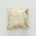 Modern white lamb wool pillowcase with gold geometric foil patterns for sofa decor - 45x45 (With 500g Core) / Mocha Coffee