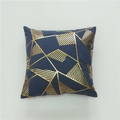 Navy blue velvet pillow cover with gold geometric pattern and hidden zipper closure - 45x45 (With 500g Core) / Royal Blue