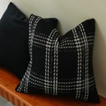 Fundas de cojín a cuadros pastorales en negro sólido y patrón de lana para sofá - 45x45cm (Con Núcleo de 500g) / Negro