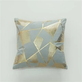 Grayish blue lamb velvet cushion cover with gold geometric triangle foil patterns - 45x45 (With 500g Core) / Morandi Blue