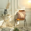 Pink teddy fleece textured square pillow cover on a vintage chair in a modern room - 45x45cm (With 500g Elastic Cotton Core) / Mocha Coffee