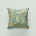 Sage green velvet pillow cover with golden geometric triangle patterns for modern sofa decor - 45x45 (With 500g Core) / Morandi Green