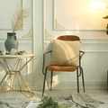 Beige faux shearling teddy velvet decorative pillow cover on a vintage wooden chair - 45x45cm (With 500g Elastic Cotton Core) / Beige