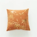 Square lamb velvet pillowcase in terracotta orange with gold palm tree foil print - With 500g Cotton Core / Tropical Orange