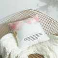 White minimalist cushion cover with pink gold foil circles and It's A Girl print - Alphabet