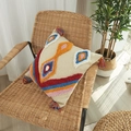 Boho-Kissenbezug mit bunten geometrischen Tufting-Mustern und Quasten-Details - Raute Geometrisches Stil (3) / Mit Hochelastischer Baumwollfüllung