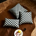 Polka dot throw pillow covers set in black and white on elegant brown fur rug - Black Pillowcase And Insert / Square