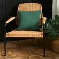 Deep green textured fabric throw pillow cover on a wicker chair for home decor - Dark Green