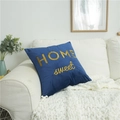Coussin en velours bleu marine avec broderie dorée Home Sweet sur canapé blanc - Avec noyau élastique / Bleu Marine