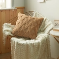 Quadratischer khakifarbener Plüsch-Kissenbezug mit 3D-geometrischer Textur und Fleece - 30*50cm / Mit Kern / Kaffeebraun