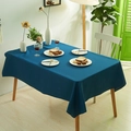 Dunkelblaue minimalistische rechteckige Tischdecke aus strukturiertem Baumwollleinen - Dunkelblau