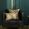 Lot de deux housses de coussin rectangulaires avec motif géométrique en T jaune et gris - Carré Avec Noyau Haute Élasticité / Jaune