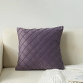 Dark purple dutch velvet pillow cover with quilted rhombus pattern on a sofa - 30*50cm (No Insert) / Purple