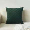 Modern emerald green velvet pillowcase with elegant diamond quilted texture - 30*50cm (No Insert) / Dark Green