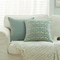 Federe per cuscini in ciniglia blu con jacquard geometrico e velluto - Verde Acqua / 45x45 (Con Nucleo da 500g)