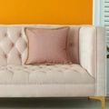 Square dusty pink linen pillow cover with lace trim on pink velvet sofa - 45*45 (Including 500g Brushed Cloth High Elastic 3D Cotton Core) / Pink