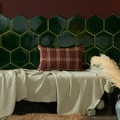 Rectangular cushion cover with rust and tan tufted check pattern in boho style - Coffee 30*50