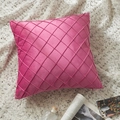 Dutch velvet cushion cover in bright magenta pink with modern geometric quilted pattern - 30*50cm (No Insert) / Rose Red