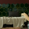 Modern black checkered square pillowcase with premium textured grid on a sofa blanket - Black 30*50