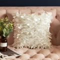 Housse de coussin décorative blanc crème à motif de feuilles 3D sur canapé velours - 42*42 (Comprend un Cœur en Coton 3D Non Tissé de 400g) / Beige
