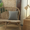 Housse de coussin en lin à carreaux gris foncé sur un banc en rotin au style nordique - Noir 4 / Série Lin (sans Âme)