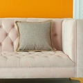 Linen cushion cover in hemp gray with woven lace trim on pink velvet sofa - 45*45 (Including 500g Brushed Cloth High Elastic 3D Cotton Core) / Khaki