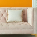 Fodera per cuscino in lino beige con bordi in corda di iuta su divano rosa - 45*45 (Incluso Nucleo in Cotone 3D ad Alta Elasticità da 500g) / Bianco Sporco