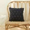 Black square throw pillow cover with geometric diamond pattern and soft plush texture - 65x65 / Navy Blue