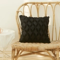 Solid black plush throw pillow cover with geometric diamond pattern on a rattan chair - 65x65 / Black