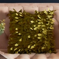 3D leaf satin throw pillow cover in metallic olive gold for sofa and home decoration - Green