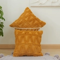 Mustard yellow tufted geometric triangle throw pillow covers in Nordic plush fabric - Turmeric