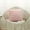 Pink plush throw pillow cover with geometric diamond pattern on a gold wire chair - 65x65 / Light Pink