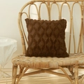 Dark brown plush pillow case with geometric diamond texture on a rattan chair - 65x65 / Dark Coffee