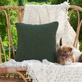Dark green thick chenille cushion cover with textured boucle fabric on a garden chair - 45x45 / No Insert / Dark Green