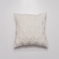 Cream white square pillow cover with geometric diamond textured plush fabric - 65x65 / Cream White