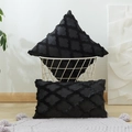 Nordic style black plush cushion covers with geometric stripes in a cozy home setting - Black