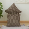 Coffee brown plush cushion cover with 3D geometric honeycomb pattern in a set of two - Dark Gray