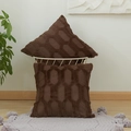 Dark brown plush pillow cover with geometric hexagonal texture and soft velvet finish - Dark Coffee