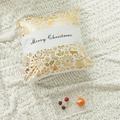 Fodera per cuscino bianca con renne dorate e scritta Merry Christmas - 45x45cm (Con Imbottitura 500g) / Bronzatura Oro Con Testo Nero