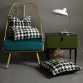 Elegant black and white houndstooth decorative cushion covers on a green velvet chair - With 380g High Elastic Core / Dark Green Black Houndstooth / 30*50cm