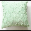 Mint green plush square pillowcase with textured geometric diamond quilted pattern - 65x65 / Light Green