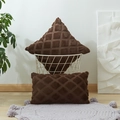 Dark brown plush pillow covers with waffle texture in square and lumbar styles - Dark Coffee