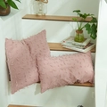 Set di due federe per cuscini rosa antico con nappe tufted quadrate e rettangolari - 45x45 (Con Nucleo 500g) / Rosa
