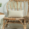 Rectangular cream lumbar pillow cover with thin black stripes on a bohemian rattan chair - Stripe Pattern (Cover Only) / 30*50