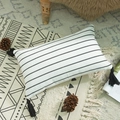 Rectangle cotton canvas lumbar pillow cover with black stripes and bohemian tassels - Tassel Style (No Core) / Dashed Stripes