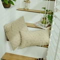 Federe per cuscini beige in cotone con frange e nappe in stile quadrato e lombare - Cachi
