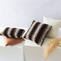 Federe per cuscini nordiche minimaliste a righe in peluche e pelle in toni neutri - Con Anima ad Alta Elasticità / Doppie Righe Caffè / 50x50